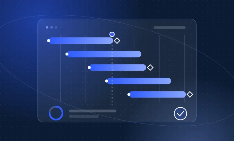 Illustration of a project schedule with milestones and a today line, for the project manager job at Ellipsia